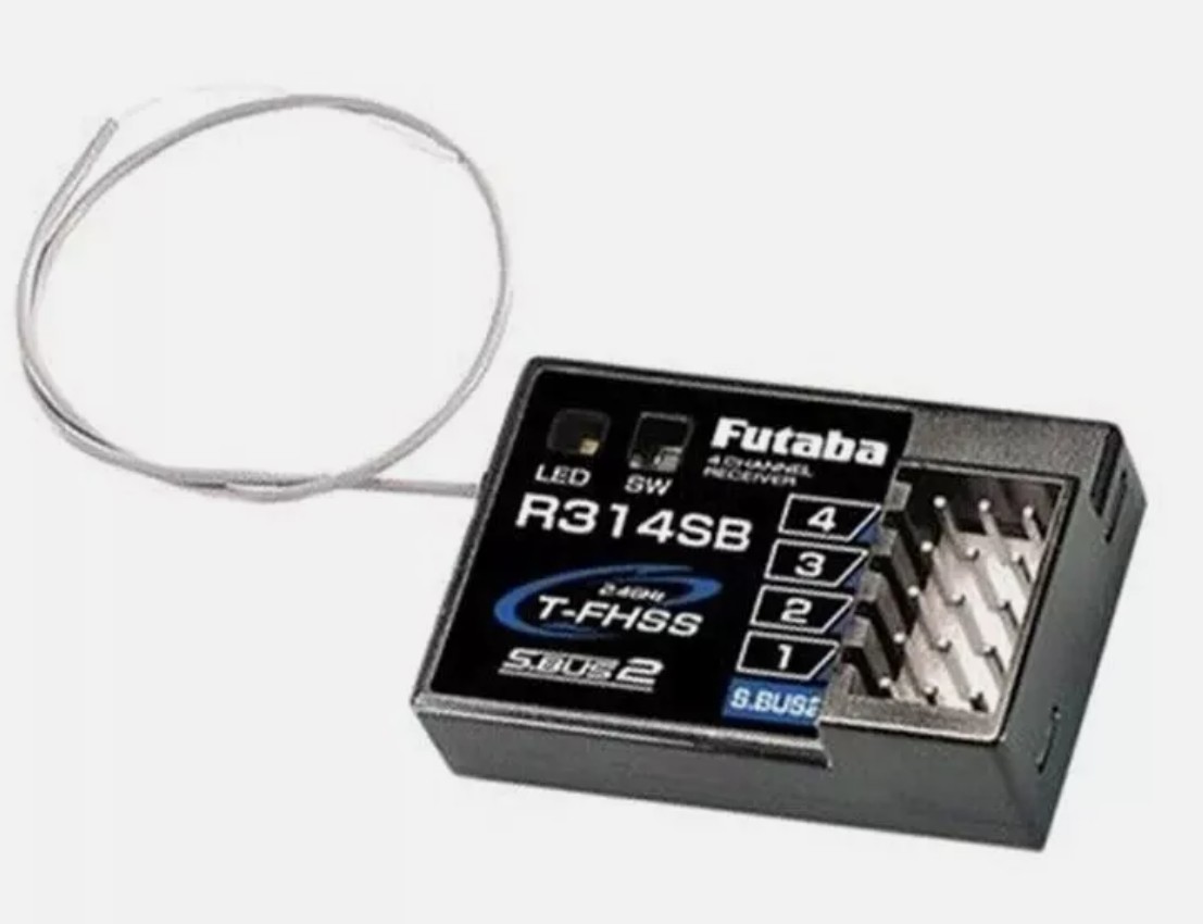 Futaba R314SB 4-channel receiver with antenna for remote control, T-FHSS S.Bus2 compatible.