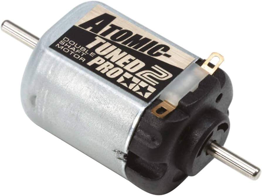 Atomic Tuned Pro double shaft motor for RC cars, high-performance replacement motor component.