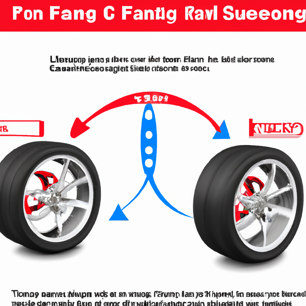 Diagram showing tire rotation with arrows and text explanations. Auto maintenance concept.