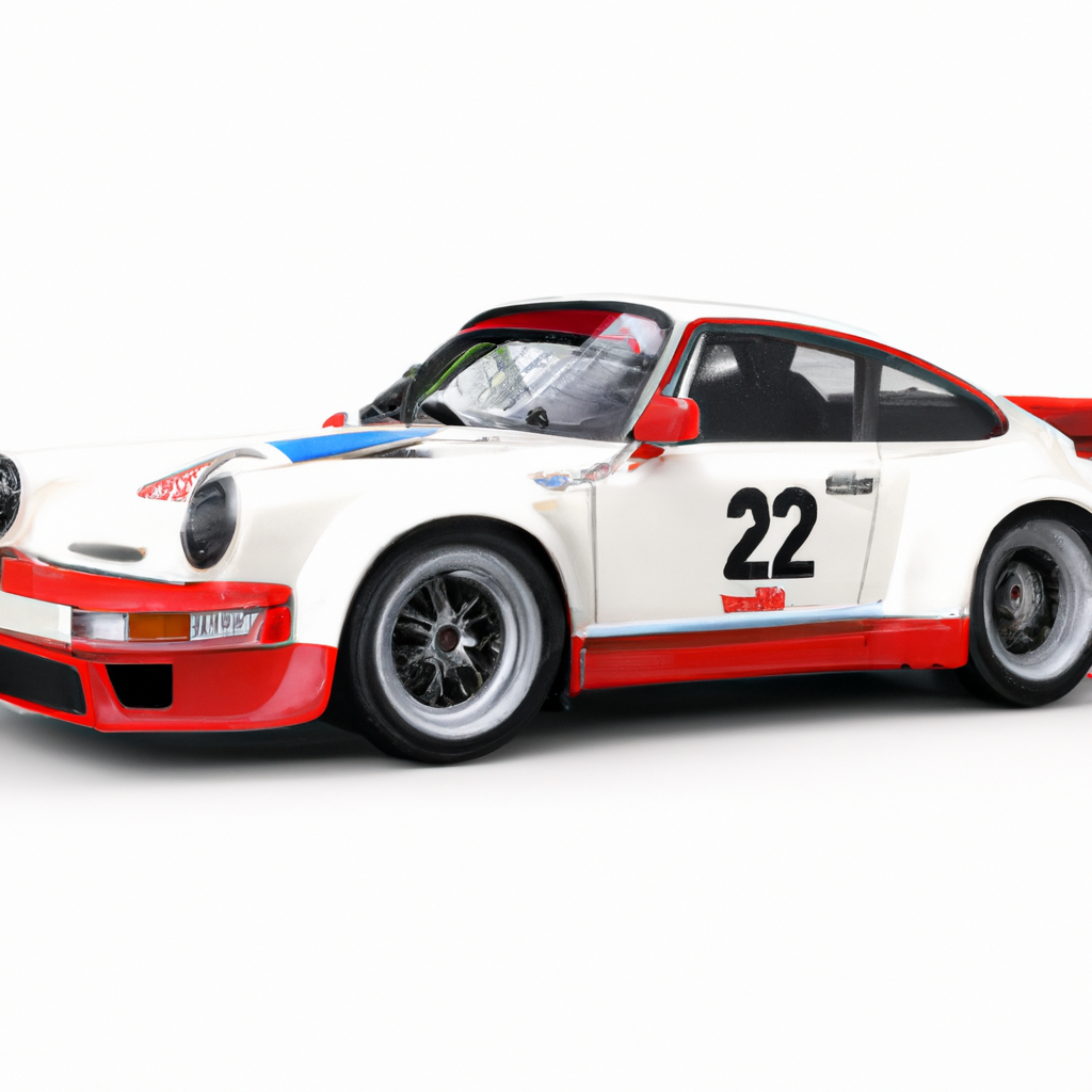 Vintage race car model with number 22, featuring white body and red accents, showcased on a white background.