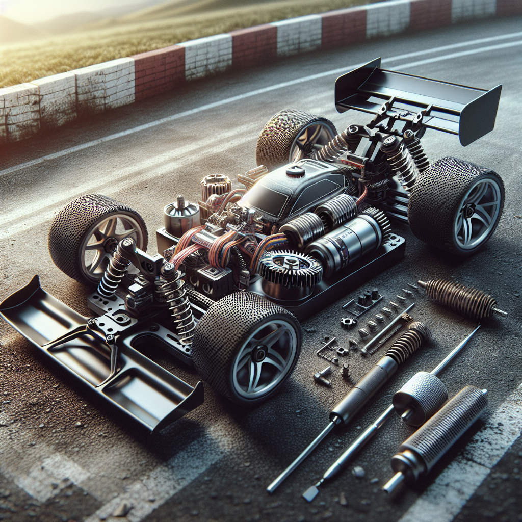 Remote control car with ideal gear ratio on asphalt track.